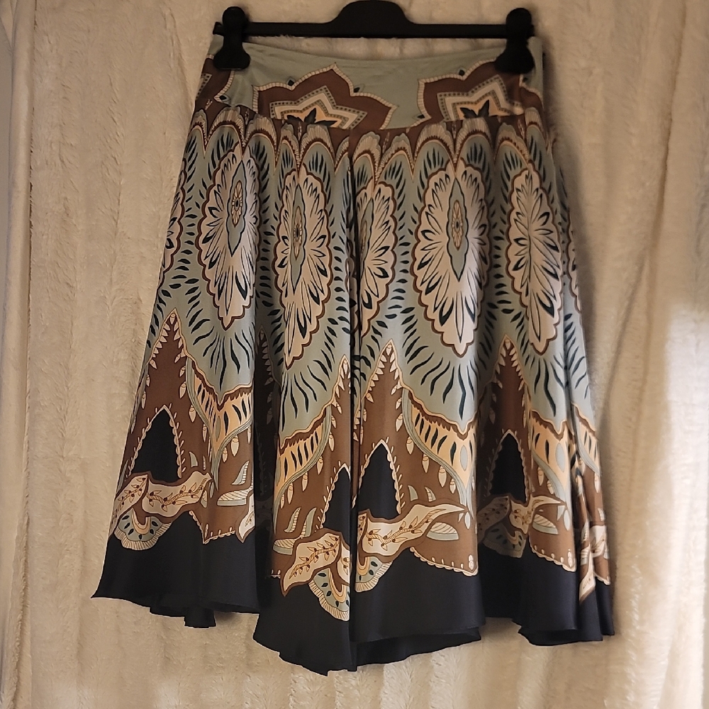 Coldwater Creek A-Line Skirt in Brown and Blue